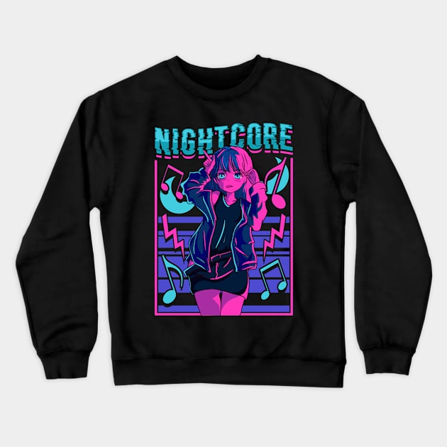 Nightcore Japanese Music Anime Aesthetic Manga EDM Crewneck Sweatshirt by theperfectpresents